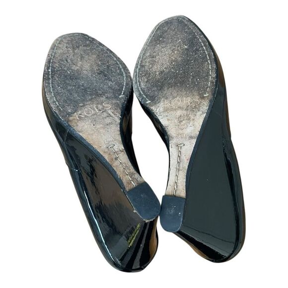 Michael Kors Elegant Black Patent Leather Peep Toe Wedges Size 7.5 Classic - Picture 5 of 8